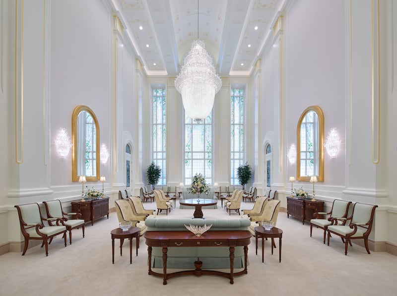 The celestial room of the Lindon Utah Temple.