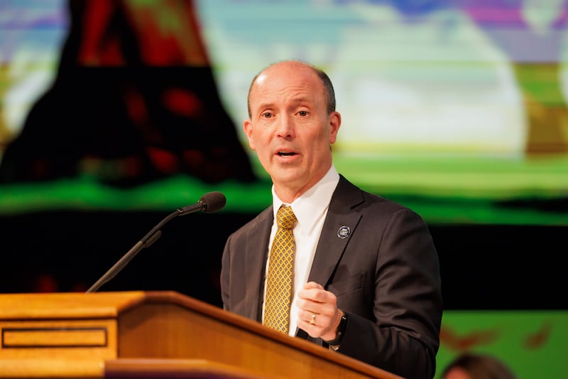 Elder Steven D. Shumway, General Authority Seventy, speaks during a BYU devotional at the Marriott Center in Provo, Utah, Tuesday, Feb. 3, 2026.