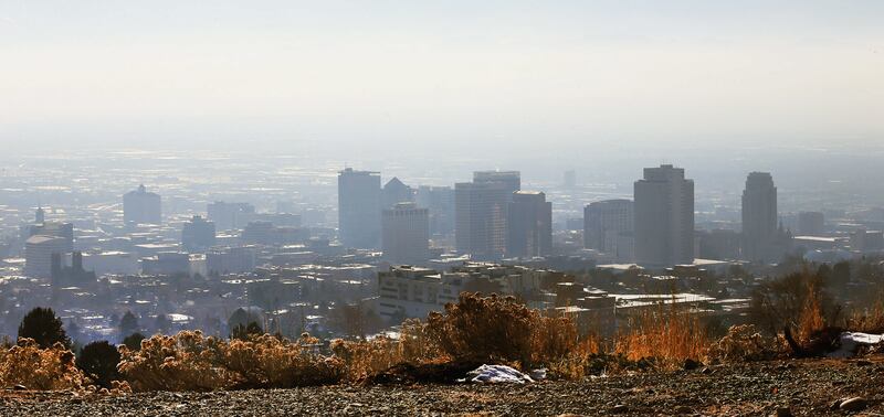 Inversion fills the Wasatch Front on Friday, Dec. 8, 2017. Fixing Utah's bad air problem is a concern for many residents.