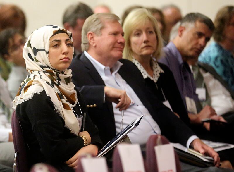 Attendees listen as Elder Patrick Kearon, General Authority Seventy of The Church of Jesus Christ of Latter-day Saints, gives the keynote address at the Religious Freedom Annual Review at the BYU Conference Center in Provo, Utah, on Wednesday, June 19, 20
