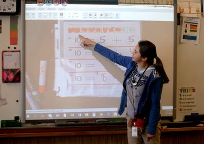 Trisha Bench teaches math to her kindergarten class at Cottonwood Elementary School in Holladay on Friday, Dec. 7, 2018.