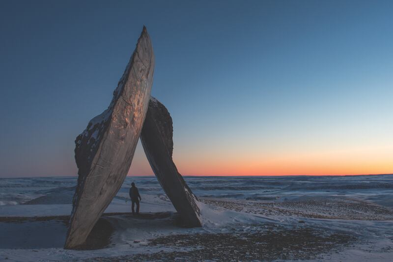 The Inverted Portal by Ensamble Studio in the winter at Tippet Rise.