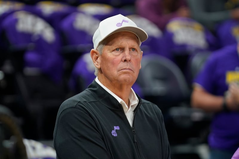 Utah Jazz CEO, Danny Ainge, looks on before the start of their NBA basketball game against the Sacramento Kings.