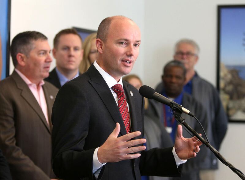 Lt. Gov. Spencer Cox talks about the launch of phase 3 of Operation Rio Grande, the dignity of work phase with individualized employment plans, during a press event in Salt Lake City on Thursday, Nov. 9, 2017.