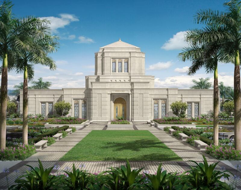 An exterior rendering of the Belo Horizonte Brazil Temple.