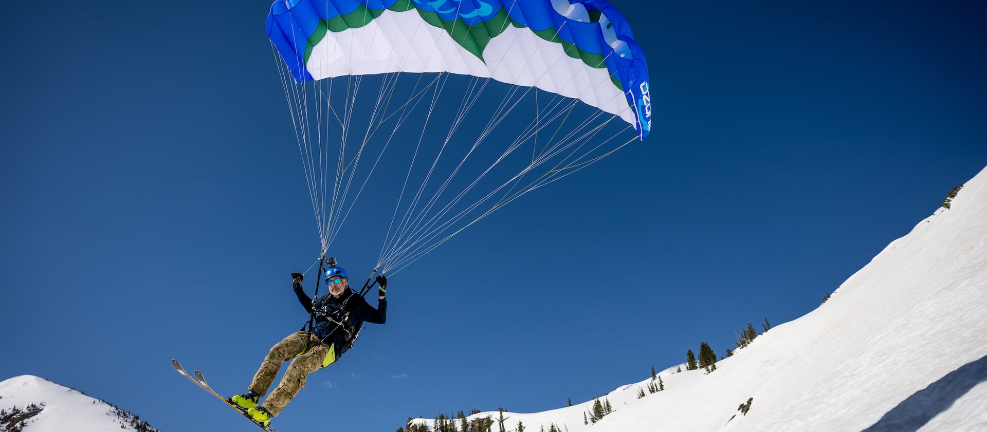 Dan Schilling, a bestselling author, speed rides down the slopes at Alta Ski Area, on May 17, 2023.