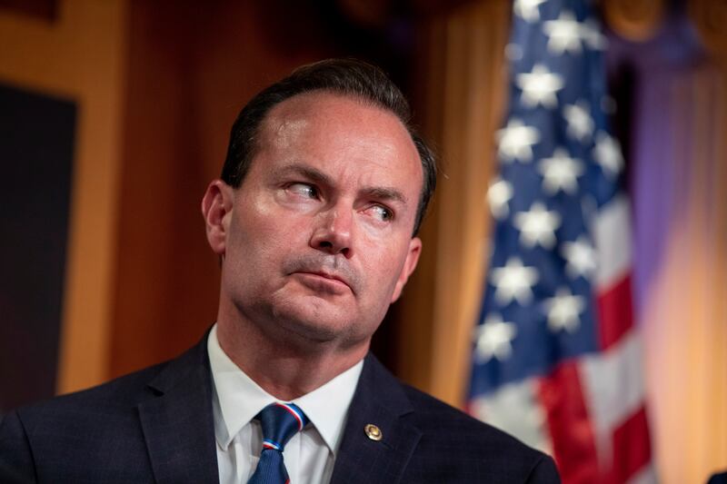 Sen. Mike Lee, R-Utah, is pictured on Capitol Hill in Washington.