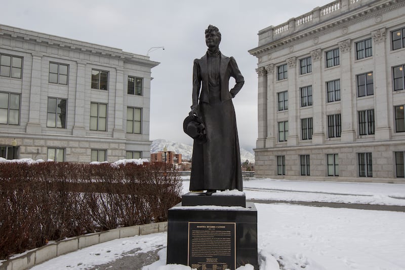 A statue of Martha Hughes Cannon, the first woman to be elected to a state senate in the United States, at the State Capitol in Salt Lake City on Monday, Jan. 22, 2018.