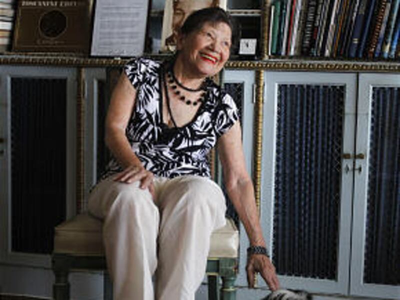 Isabel Belarsky, 90, at her home in New York Wednesday. She came to Ellis Island from the Soviet Union in 1930.