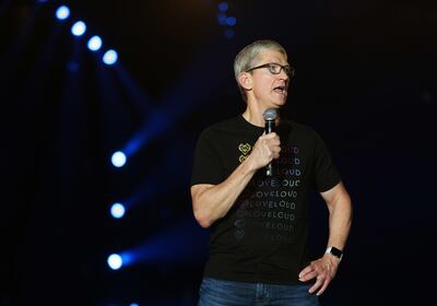 Apple's Tim Cook speaks during the LoveLoud music festival in Salt Lake City on Saturday, July 28, 2018.