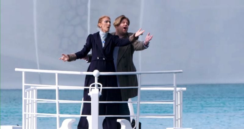 Singer Celine Dion and television host James Corden perform "My Heart Will Go On" in Las Vegas for "Carpool Karaoke."