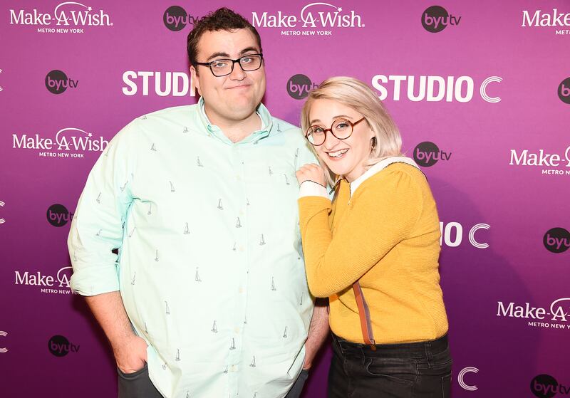 Comedians Dalton Johnson and Tori Pence, the first two members of the new "Studio C" cast for Season 10 in 2019, pose on the red carpet before "Studio C Live from NYC" featuring Kenan Thompson in the Manhattan Center's Hammerstein Ballroom on Friday, Aug.