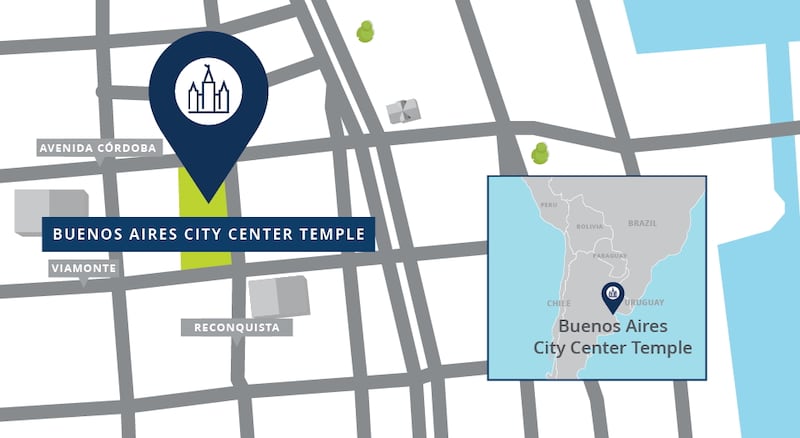 Location map of the Buenos Aires Argentina City Center Temple.