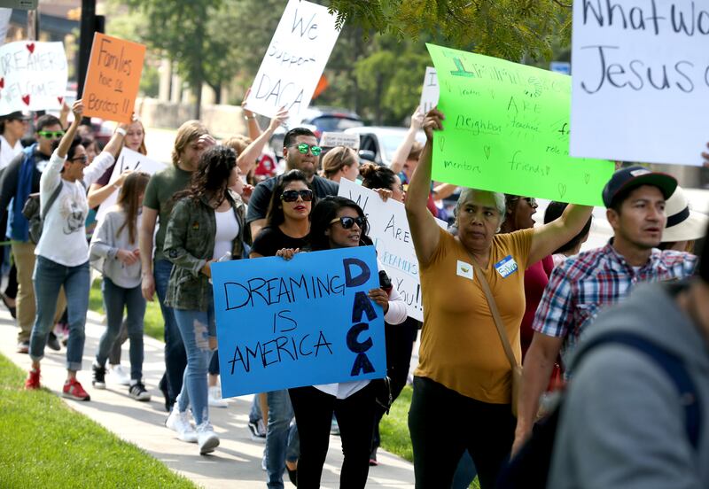 DACA (Deferred Action for Childhood Arrivals) supporters march to the Capitol during the “We Are All DREAMers” rally in Salt Lake City on Saturday, Sept. 16, 2017.