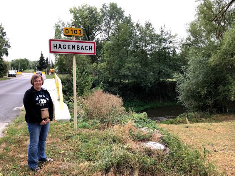 Beverly Parker Bailey at the village of Hagenbach along the French-German border. It was one of the places Beverly and her sister and brother-in-law visited this summer in retracing where their grandfather Robert Parel Parker was during World War I.