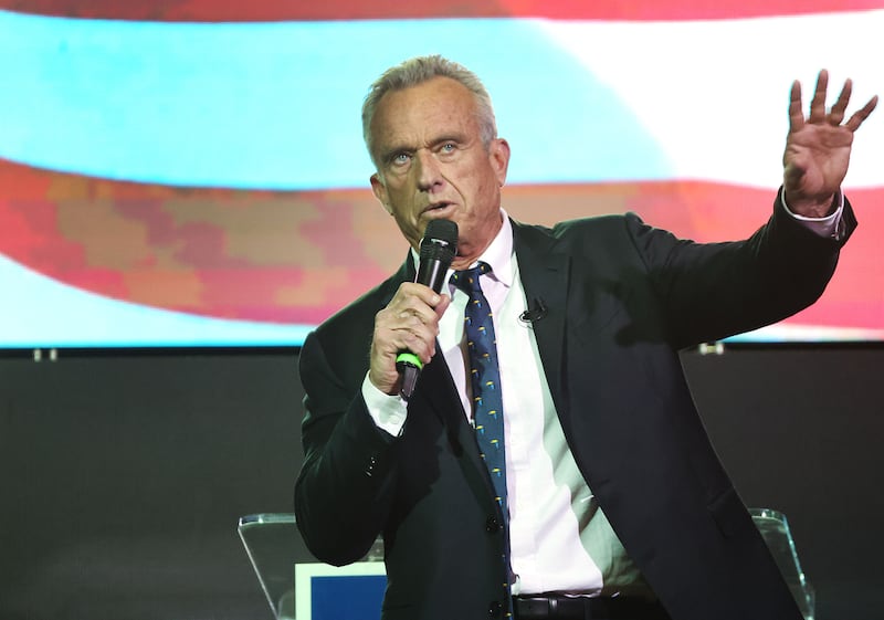 Independent presidential candidate Robert F. Kennedy Jr. speaks at a rally in Salt Lake City.