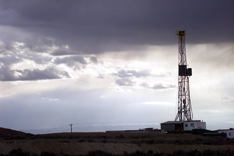 FILE - In this undated photo, an oil rigg run by Shenandoah Energy Inc. is drilling in the Red Wash area near Vernal, Utah.