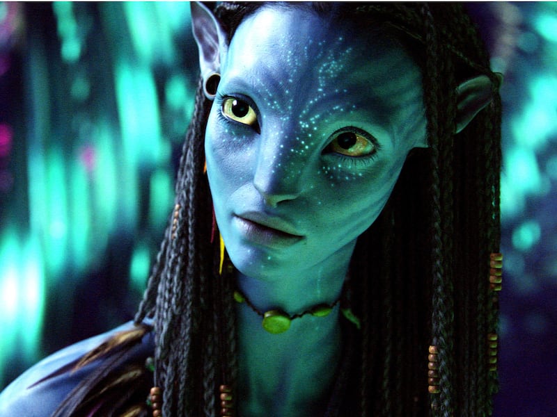The character Neytiri is shown in a scene from “Avatar.”