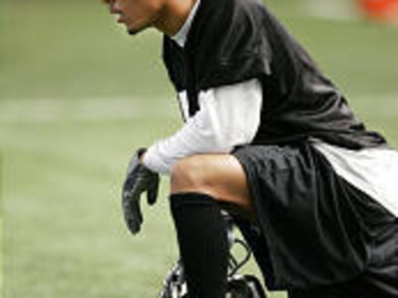 Blaze offensive specialist Siaha Burley rests during practice earlier this month. Utah trimmed several players from its roster, but not Burley.