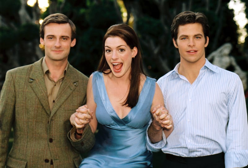 Callum Blue, Anne Hathaway and Chris Pine in “Princess Diaries 2: Royal Engagement.”