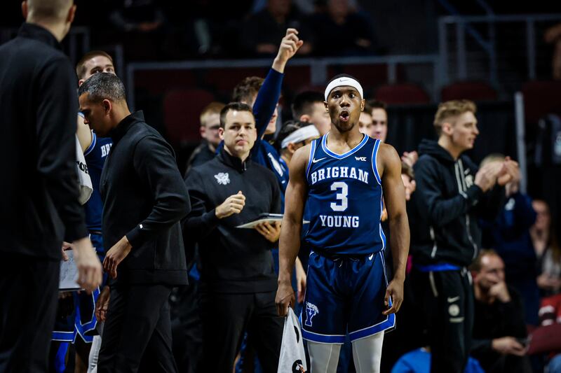 BYU guard Rudi Williams scored 23 points in the Cougars’ 73-63 win over Loyola Marymount in the West Coast Conference tournament quarterfinals at Orleans Arena in Las Vegas on Saturday, March 4, 2023.