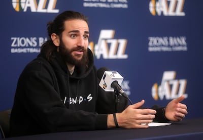 Utah Jazz guard Ricky Rubio talks to members of the media at Zions Bank Basketball Center in Salt Lake City on Thursday, April 25, 2019. Utah's season ended with Wednesday's loss to Houston in the first round of the NBA playoffs.