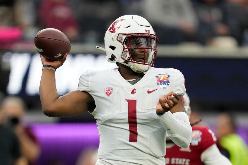 Washington State quarterback Cameron Ward threw for 3,231 yards and 23 TDs and nine interceptions last season. 