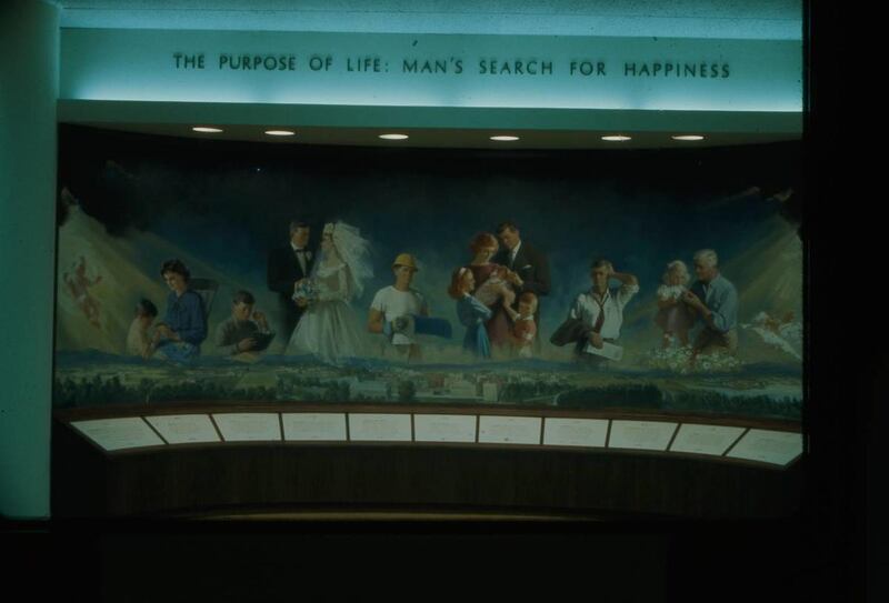 "Man's Search for Happiness" exhibit in the Mormon Pavilion at the 1964-65 New York World's Fair.