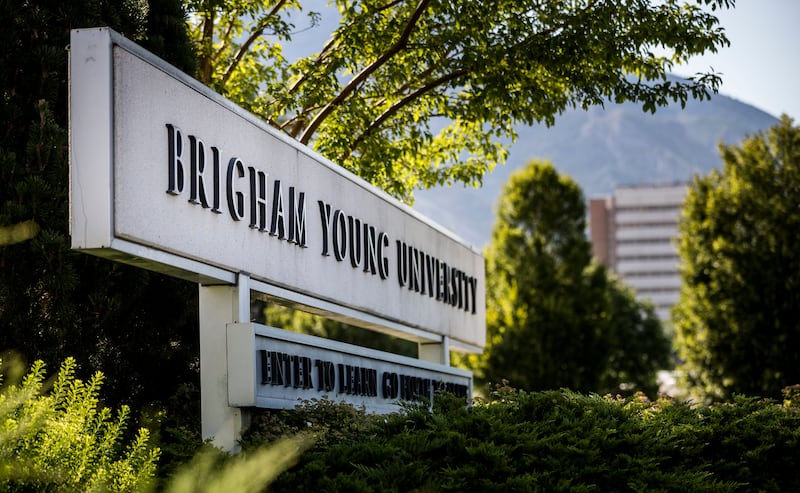 The entrance sign to Brigham Young University in Provo, Utah.