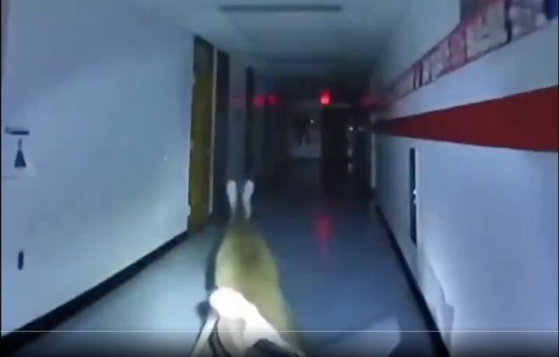 Body camera footage shows Toms River (New Jersey) Police Department officers chasing a deer through a school in November.