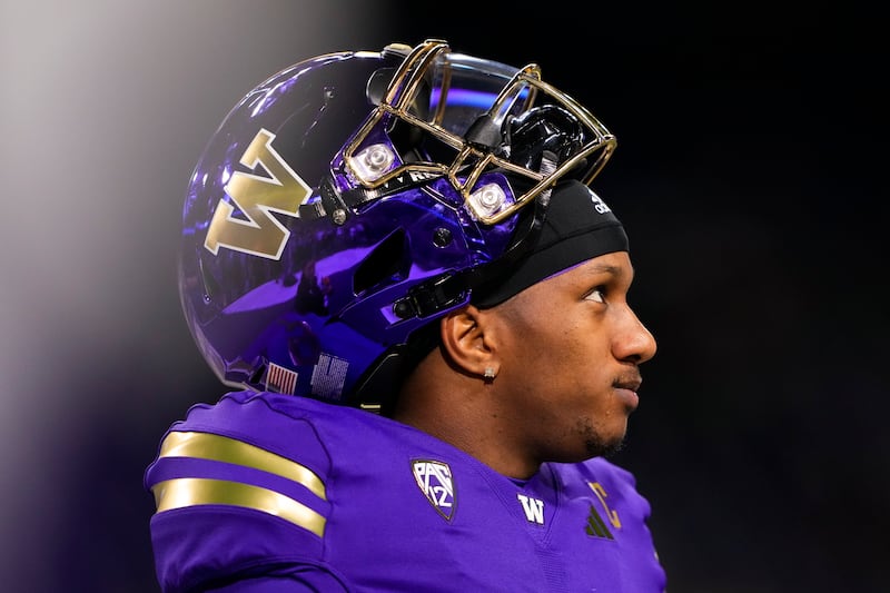 Washington quarterback Michael Penix Jr. warms up before facing Arizona State Saturday, Oct. 21, 2023, in Seattle.