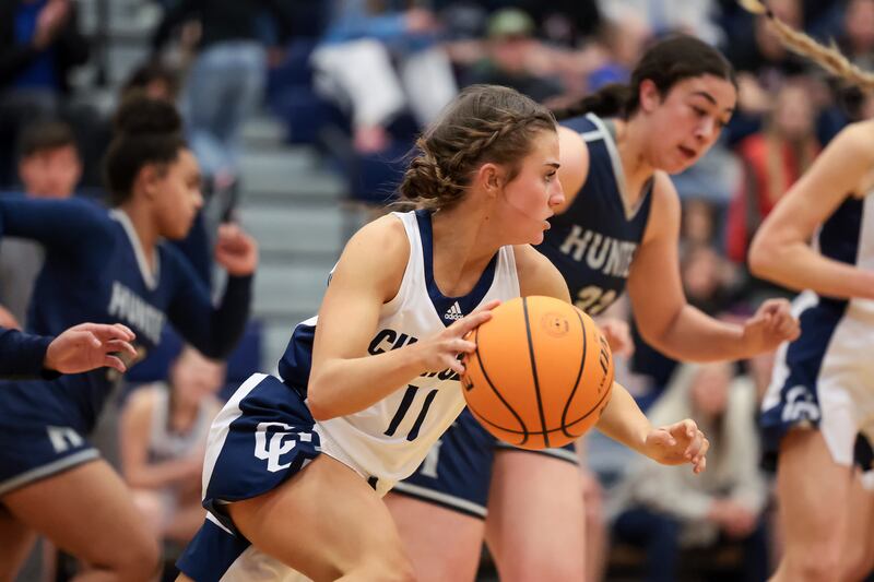 Corner Canyon and Hunter compete in a high school girls basketball game in Draper.