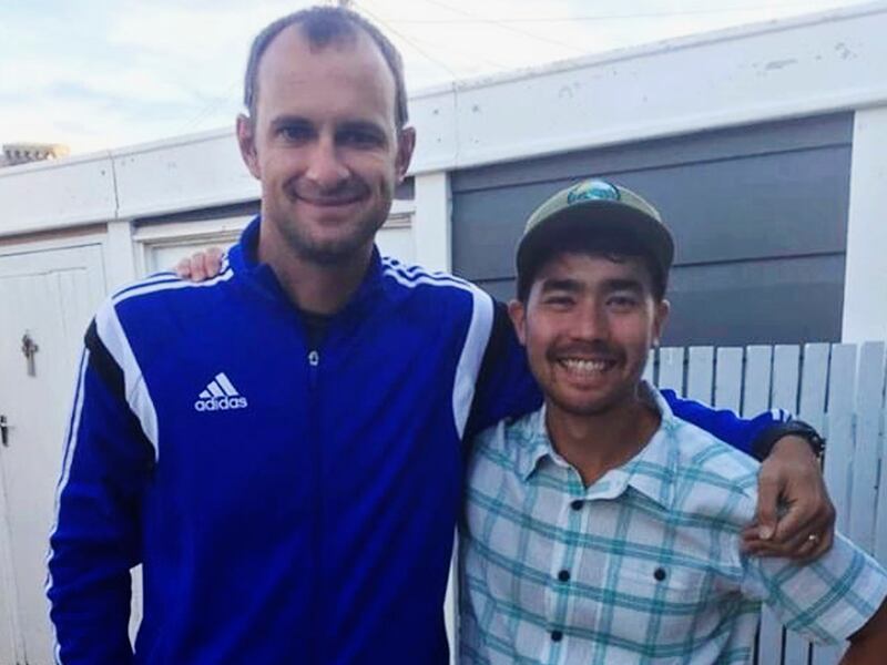 In this October 2018 photo, American adventurer John Allen Chau, right, stands for a photograph with Founder of Ubuntu Football Academy Casey Prince, 39, in Cape Town, South Africa, days before he left for in a remote Indian island of North Sentinel Islan