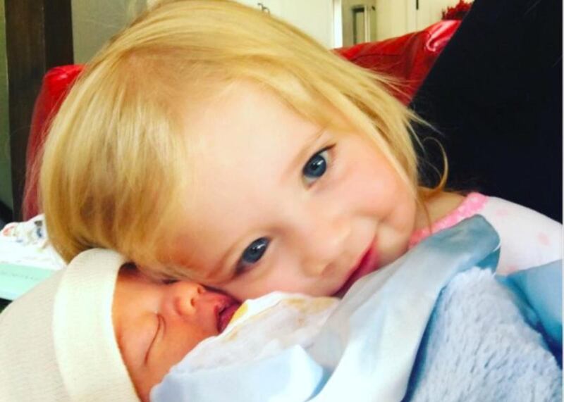 Smart posted a photo on Instagram on Sunday showing her baby daughter, 2-year-old Chloe, and new child celebrating the spring holiday.