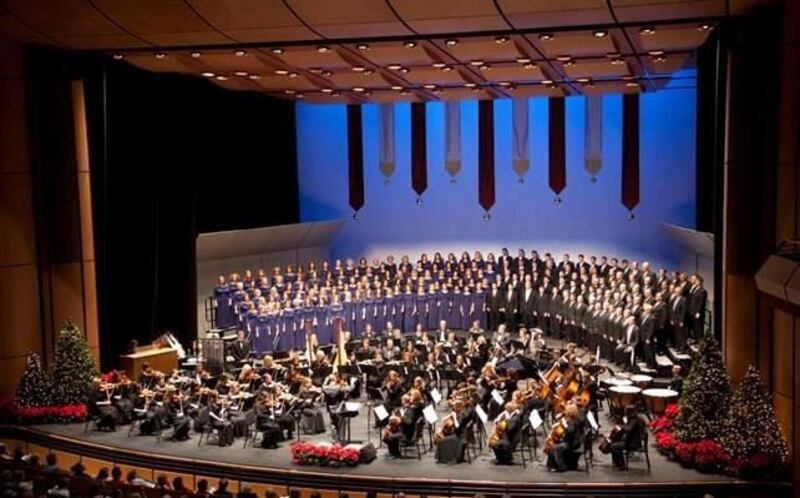 The East Valley Mormon Choral Organization, shown performing at the Mesa Arts Center, and its sister organization, the Orange County Mormon Choral Organization, make up MCOAmerica.
