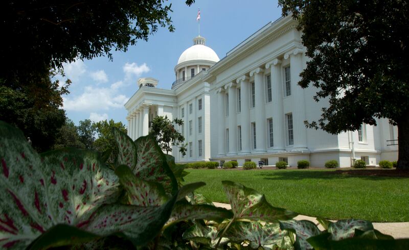 The south entrance of the Alabama Capitol in Montgomery, Alabama.