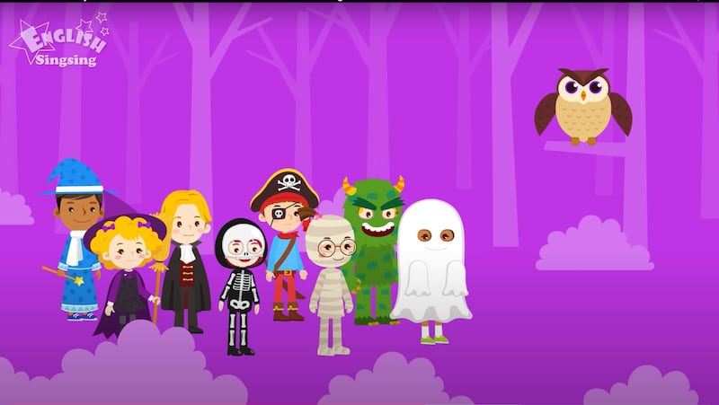 Screenshot from English Singsing’s “Kids Vocabulary Halloween” video.