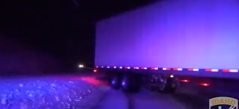 The Idaho State Police Department released video footage of a crash between a semi-truck and a police car.