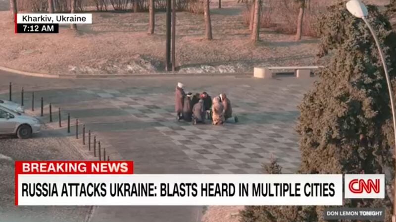 People praying as Russia began its attack on Ukraine.