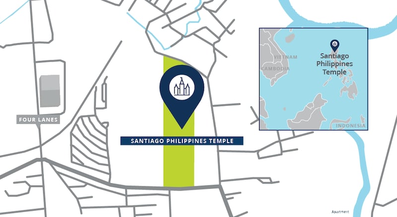 A site map of the Santiago Philippines Temple.