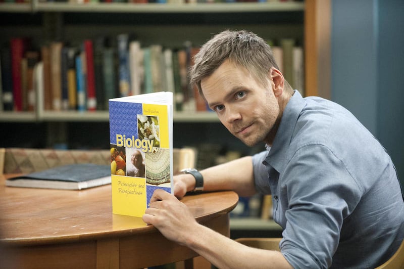 In this publicity photo provided by Sony Pictures Television, actor, Joel McHale, is shown in a scene from “Community - Introduction to Finality.”
