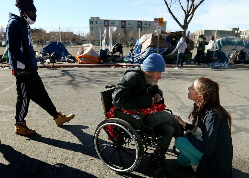 Kseniya Kniazeva, executive director of Nomad Alliance, speaks to Jason Gove about obtaining a new wheelchair for him.