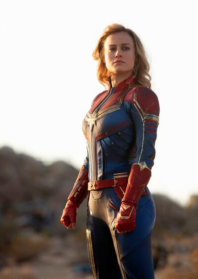This image released by Disney-Marvel Studios shows Brie Larson in a scene from "Captain Marvel."