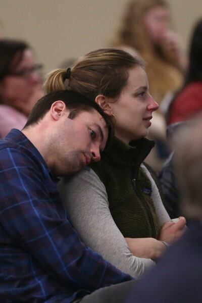Family, friends and colleagues gather for a candlelight vigil to honor Dr. Hawley’s memory at the University of Utah Guest House in Salt Lake City on Monday, Feb. 4, 2019.