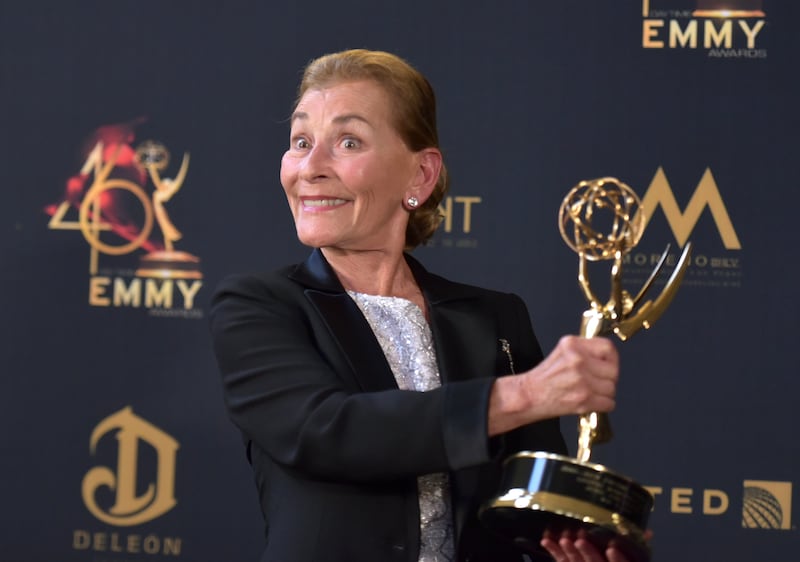 Lifetime achievement award winner Judge Judy Sheindlin poses in the press room at the 46th annual Daytime Emmy Awards at the Pasadena Civic Center on Sunday, May 5, 2019, in Pasadena, Calif. (Photo by Richard Shotwell/Invision/AP)