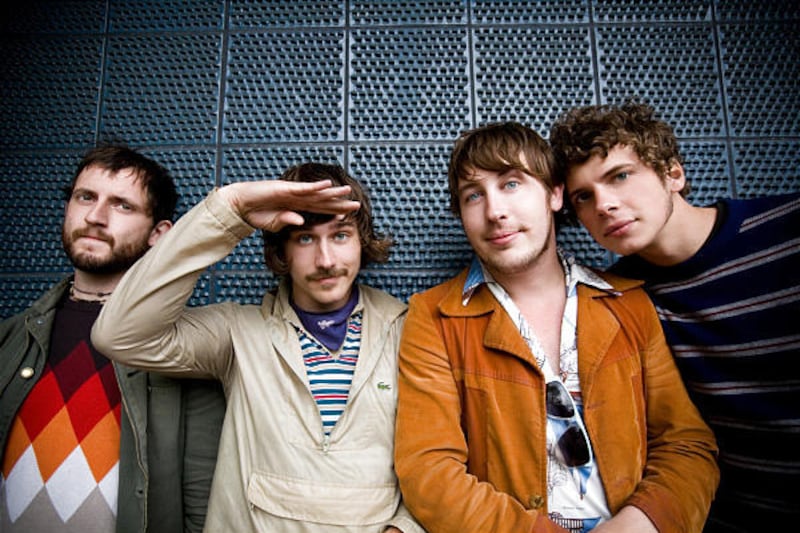 Members of the band Portugal. The Man: Jason Sechrist (drums), left; John Gourley (guitar, lead vocals); Zach Carothers (bass, background vocals); and Ryan Neighbors (keyboards, background vocals). It plays in Salt Lake City Wednesday.