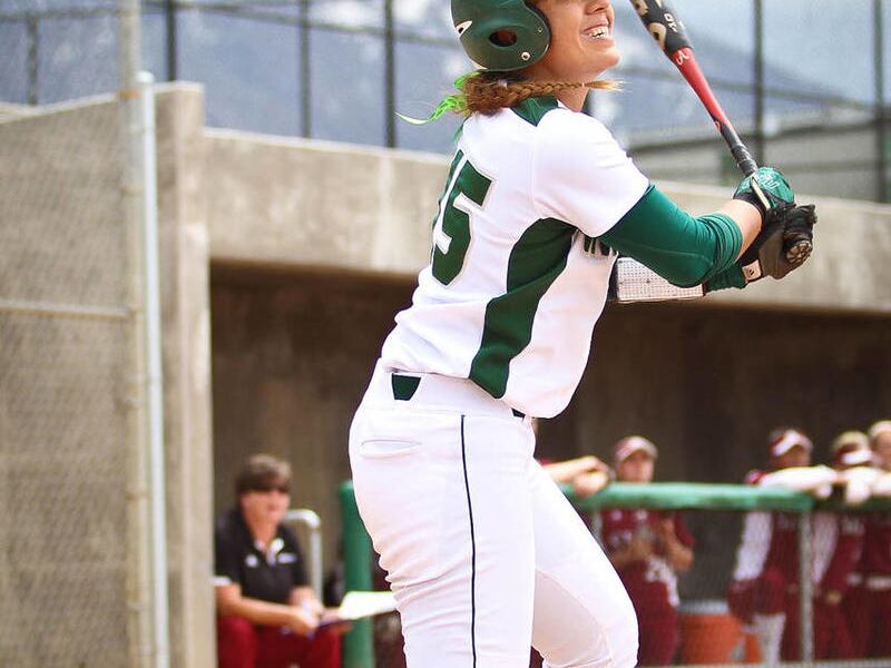 Utah Valley's Amanda Robinson fouls off a pitch Friday vs. New Mexico State.