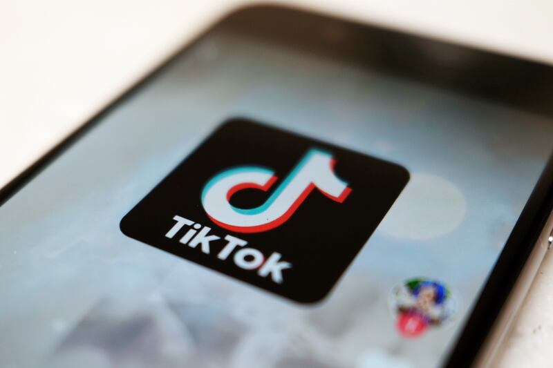 This Monday, Sept. 28, 2020, file photo, shows the TikTok logo on a smartphone in Tokyo.