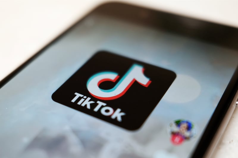 This Monday, Sept. 28, 2020, file photo, shows the TikTok logo on a smartphone in Tokyo.
