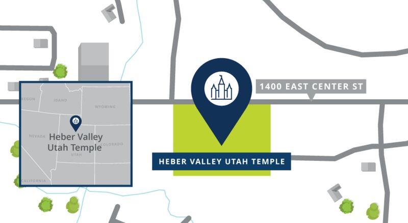 A map showing the location of the Heber Valley Utah Temple.